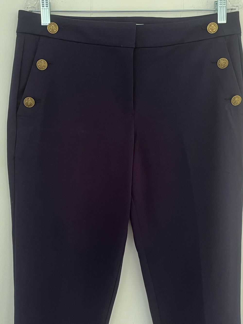 LOFT Devin Slim Navy Sailor Button Trouser Pants Size 10P - Picture 12 of 15